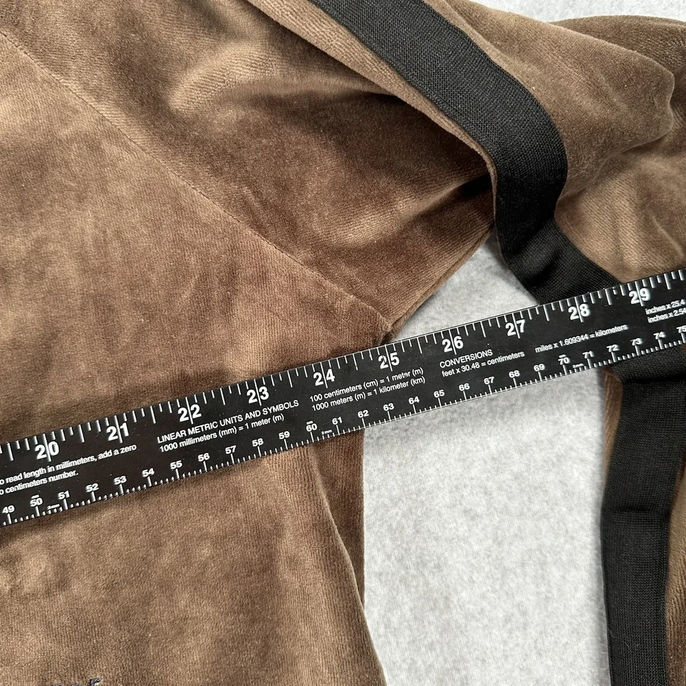 Tenore Jacket Mens Large Brown Velour Full Zip Track Suit Top Black Stripe Retro